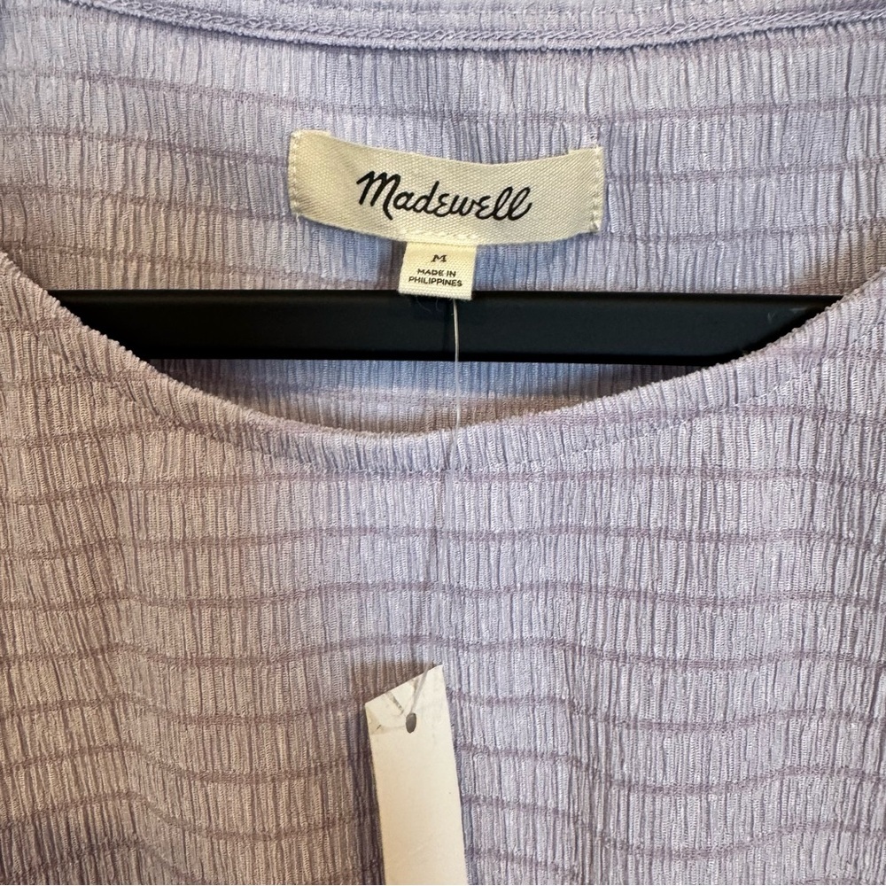 Madewell Shirred Crewneck Crop Top Lavender Size M NWT - Picture 5 of 7